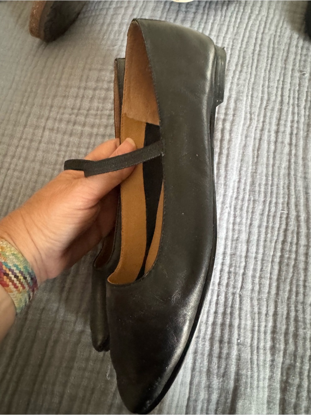 Madewell Greta Black Leather Mary Jane Flats Square Toe Size 6.5 - Picture 2 of 8